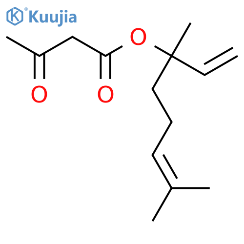 Butanoic acid, 3-oxo-, 1-ethenyl-1,5-dimethyl-4-hexenyl ester structure