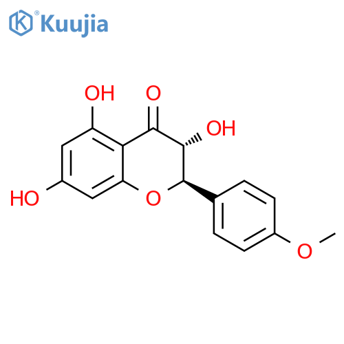 4H-1-Benzopyran-4-one, 2,3-dihydro-3,5,7-trihydroxy-2-(4-methoxyphenyl)-, (2R,3R)-rel- structure