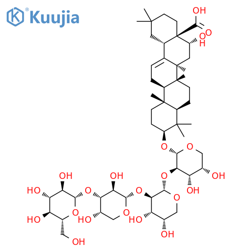 Olean-12-en-28-oicacid, 3-[(O-b-D-glucopyranosyl-(1&reg;3)-O-a-L-arabinopyranosyl-(1&reg;2)-O-a-L-arabinopyranosyl-(1&reg;2)-a-L-arabinopyranosyl)oxy]-16-hydroxy-,(3b,16a)- (9CI) structure