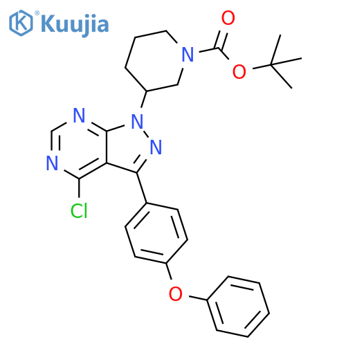 1,1-Dimethylethyl 3-[4-chloro-3-(4-phenoxyphenyl)-1H-pyrazolo[3,4-d]pyrimidin-1-yl]-1-piperidinecarboxylate structure