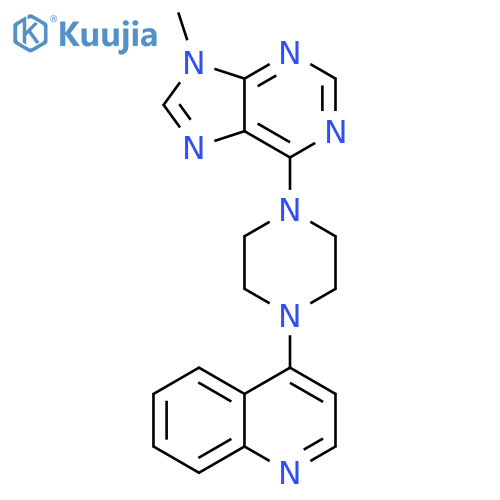 4-[4-(9-methyl-9H-purin-6-yl)piperazin-1-yl]quinoline structure