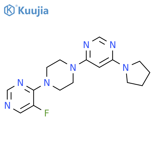 4-[4-(5-fluoropyrimidin-4-yl)piperazin-1-yl]-6-(pyrrolidin-1-yl)pyrimidine structure