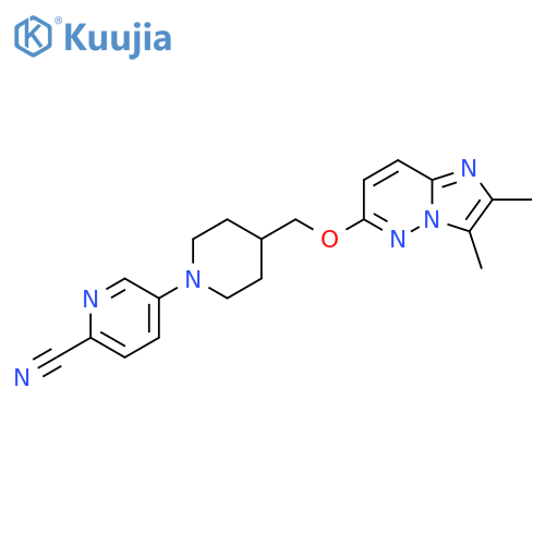 5-{4-[({2,3-Dimethylimidazo[1,2-b]pyridazin-6-yl}oxy)methyl]piperidin-1-yl}pyridine-2-carbonitrile structure