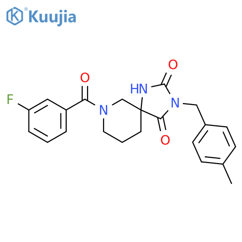 7-(3-fluorobenzoyl)-3-(4-methylphenyl)methyl-1,3,7-triazaspiro4.5decane-2,4-dione structure