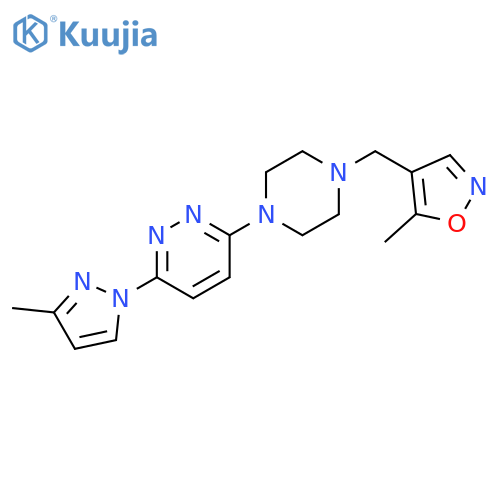 3-{4-[(5-methyl-1,2-oxazol-4-yl)methyl]piperazin-1-yl}-6-(3-methyl-1H-pyrazol-1-yl)pyridazine structure