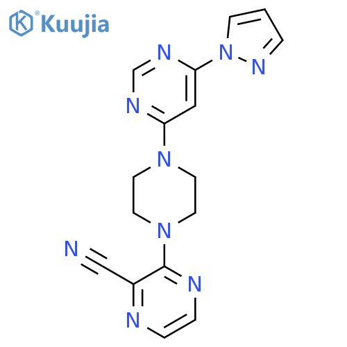 3-{4-[6-(1H-pyrazol-1-yl)pyrimidin-4-yl]piperazin-1-yl}pyrazine-2-carbonitrile structure