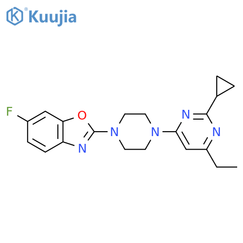 2-[4-(2-Cyclopropyl-6-ethylpyrimidin-4-yl)piperazin-1-yl]-6-fluoro-1,3-benzoxazole structure
