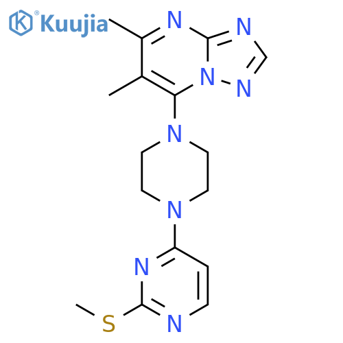 4-(4-{5,6-dimethyl-[1,2,4]triazolo[1,5-a]pyrimidin-7-yl}piperazin-1-yl)-2-(methylsulfanyl)pyrimidine structure
