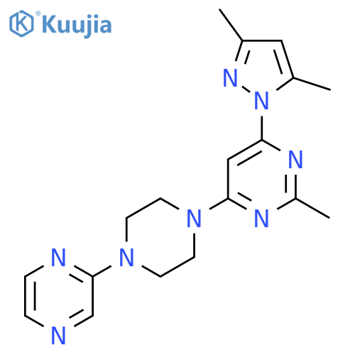 4-(3,5-dimethyl-1H-pyrazol-1-yl)-2-methyl-6-[4-(pyrazin-2-yl)piperazin-1-yl]pyrimidine structure