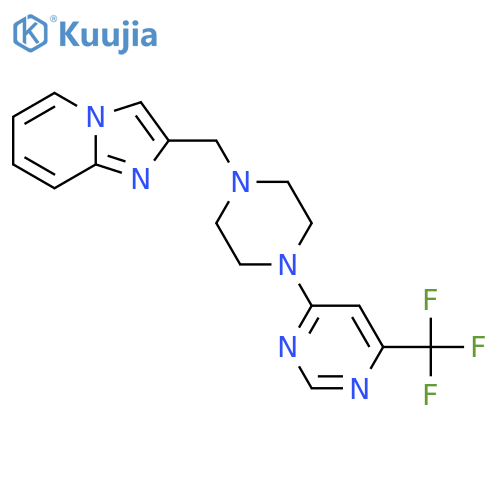 4-[4-({Imidazo[1,2-a]pyridin-2-yl}methyl)piperazin-1-yl]-6-(trifluoromethyl)pyrimidine structure