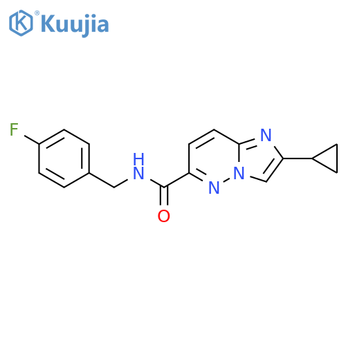 2-cyclopropyl-N-[(4-fluorophenyl)methyl]imidazo[1,2-b]pyridazine-6-carboxamide structure