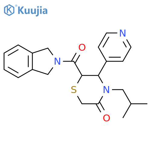 6-(2,3-dihydro-1H-isoindole-2-carbonyl)-4-(2-methylpropyl)-5-(pyridin-4-yl)thiomorpholin-3-one structure