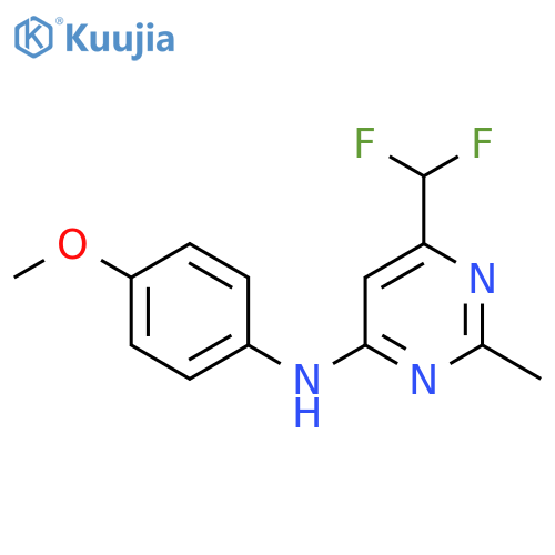 6-(difluoromethyl)-N-(4-methoxyphenyl)-2-methylpyrimidin-4-amine structure
