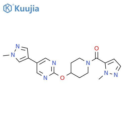 5-(1-methyl-1H-pyrazol-4-yl)-2-{[1-(1-methyl-1H-pyrazole-5-carbonyl)piperidin-4-yl]oxy}pyrimidine structure