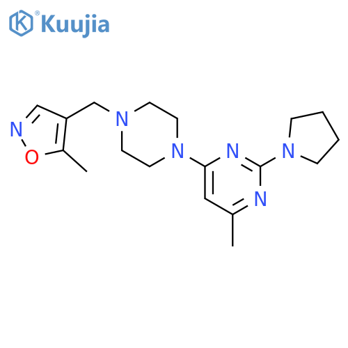 4-methyl-6-{4-[(5-methyl-1,2-oxazol-4-yl)methyl]piperazin-1-yl}-2-(pyrrolidin-1-yl)pyrimidine structure