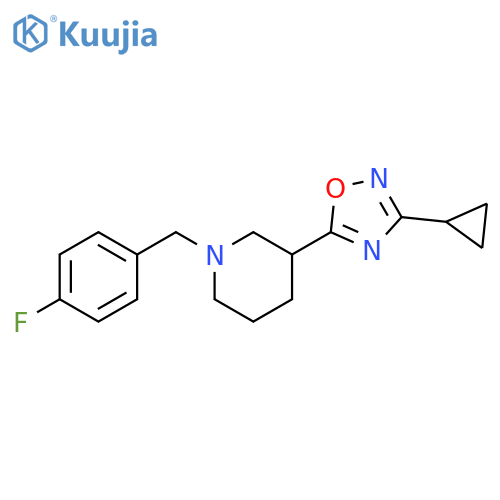3-(3-Cyclopropyl-1,2,4-oxadiazol-5-yl)-1-[(4-fluorophenyl)methyl]piperidine structure