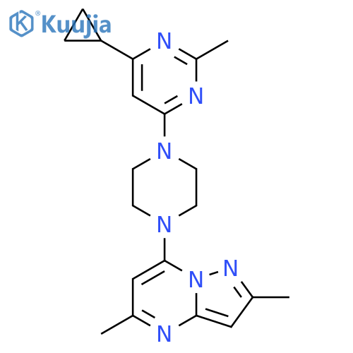 4-cyclopropyl-6-(4-{2,5-dimethylpyrazolo[1,5-a]pyrimidin-7-yl}piperazin-1-yl)-2-methylpyrimidine structure