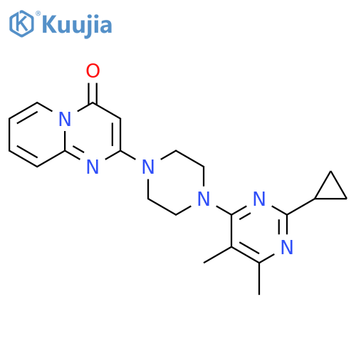 2-[4-(2-cyclopropyl-5,6-dimethylpyrimidin-4-yl)piperazin-1-yl]-4H-pyrido[1,2-a]pyrimidin-4-one structure