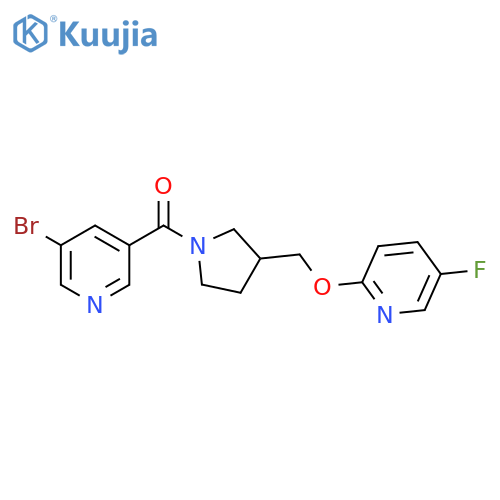 3-bromo-5-(3-{[(5-fluoropyridin-2-yl)oxy]methyl}pyrrolidine-1-carbonyl)pyridine structure