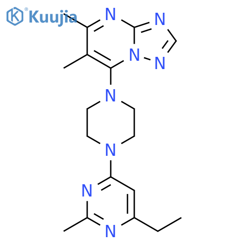 4-(4-{5,6-dimethyl-[1,2,4]triazolo[1,5-a]pyrimidin-7-yl}piperazin-1-yl)-6-ethyl-2-methylpyrimidine structure