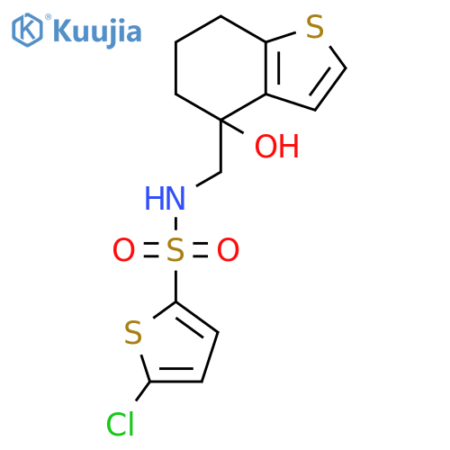5-chloro-N-(4-hydroxy-4,5,6,7-tetrahydro-1-benzothiophen-4-yl)methylthiophene-2-sulfonamide structure
