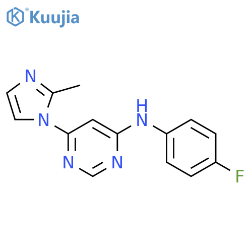 N-(4-fluorophenyl)-6-(2-methyl-1H-imidazol-1-yl)pyrimidin-4-amine structure