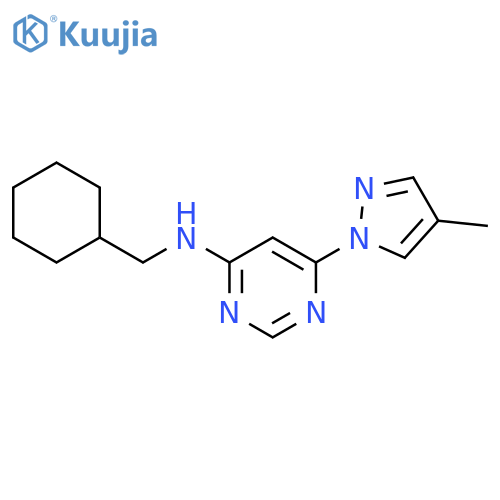 N-(cyclohexylmethyl)-6-(4-methyl-1H-pyrazol-1-yl)pyrimidin-4-amine structure