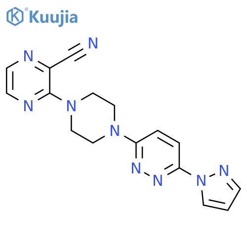 3-{4-[6-(1H-pyrazol-1-yl)pyridazin-3-yl]piperazin-1-yl}pyrazine-2-carbonitrile structure