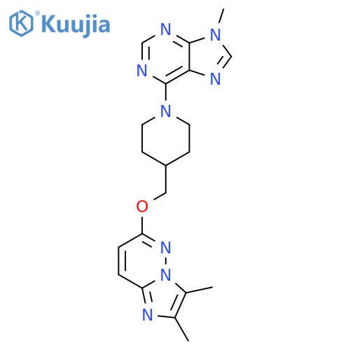 6-{4-[({2,3-dimethylimidazo[1,2-b]pyridazin-6-yl}oxy)methyl]piperidin-1-yl}-9-methyl-9H-purine structure