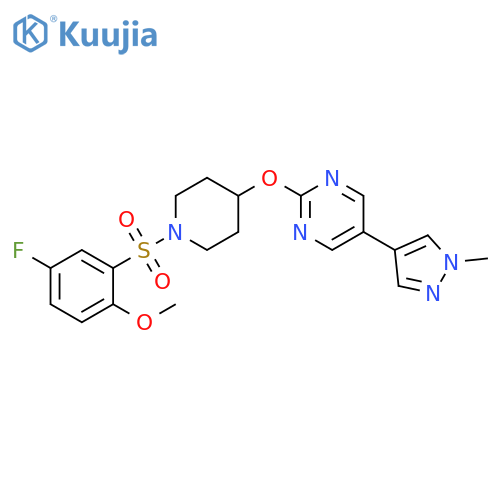 2-{[1-(5-fluoro-2-methoxybenzenesulfonyl)piperidin-4-yl]oxy}-5-(1-methyl-1H-pyrazol-4-yl)pyrimidine structure