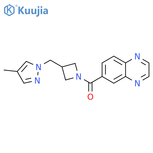 6-{3-[(4-methyl-1H-pyrazol-1-yl)methyl]azetidine-1-carbonyl}quinoxaline structure