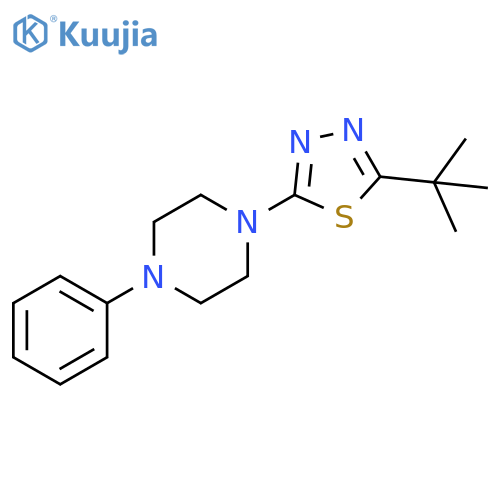1-(5-tert-butyl-1,3,4-thiadiazol-2-yl)-4-phenylpiperazine structure
