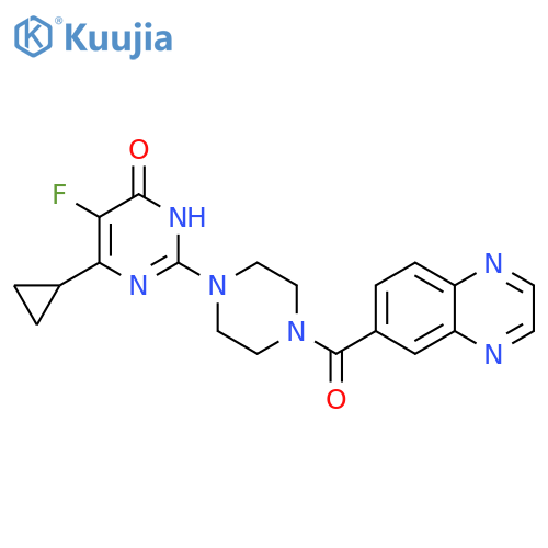 6-cyclopropyl-5-fluoro-2-[4-(quinoxaline-6-carbonyl)piperazin-1-yl]-3,4-dihydropyrimidin-4-one structure
