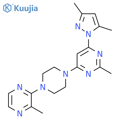 4-(3,5-dimethyl-1H-pyrazol-1-yl)-2-methyl-6-[4-(3-methylpyrazin-2-yl)piperazin-1-yl]pyrimidine structure