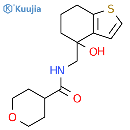 N-(4-hydroxy-4,5,6,7-tetrahydro-1-benzothiophen-4-yl)methyloxane-4-carboxamide structure