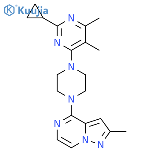 2-Cyclopropyl-4,5-dimethyl-6-(4-{2-methylpyrazolo[1,5-a]pyrazin-4-yl}piperazin-1-yl)pyrimidine structure
