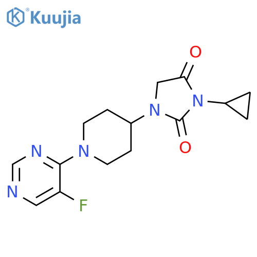 3-cyclopropyl-1-[1-(5-fluoropyrimidin-4-yl)piperidin-4-yl]imidazolidine-2,4-dione structure