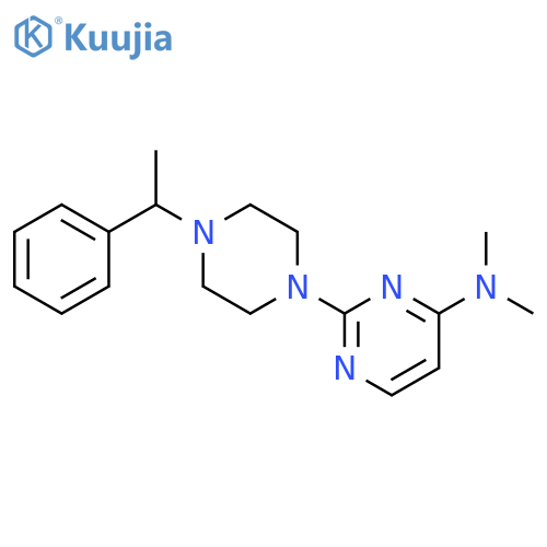 N,N-dimethyl-2-[4-(1-phenylethyl)piperazin-1-yl]pyrimidin-4-amine structure