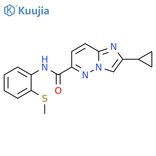 2-cyclopropyl-N-[2-(methylsulfanyl)phenyl]imidazo[1,2-b]pyridazine-6-carboxamide structure