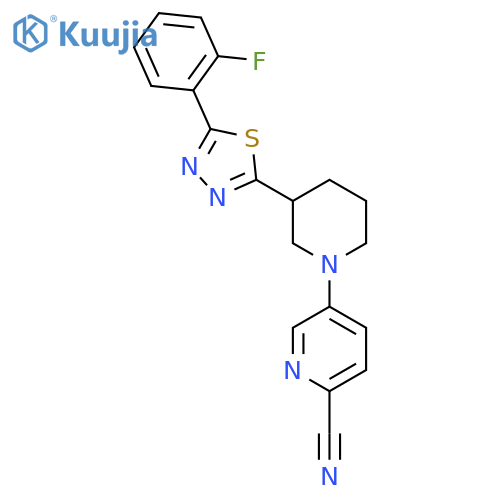 5-{3-[5-(2-Fluorophenyl)-1,3,4-thiadiazol-2-yl]piperidin-1-yl}pyridine-2-carbonitrile structure