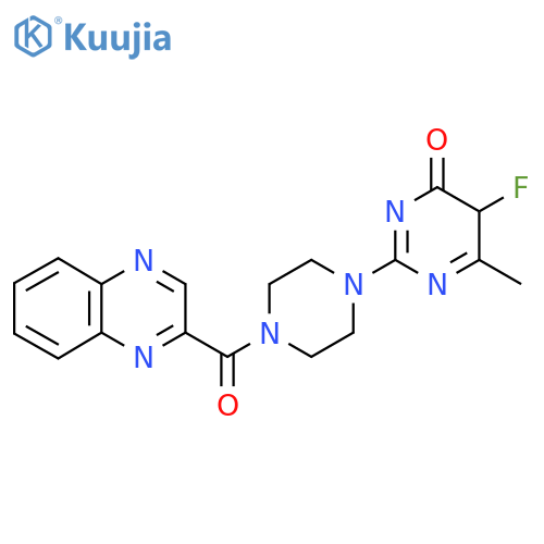 5-Fluoro-6-methyl-2-[4-(quinoxaline-2-carbonyl)piperazin-1-yl]-3,4-dihydropyrimidin-4-one structure