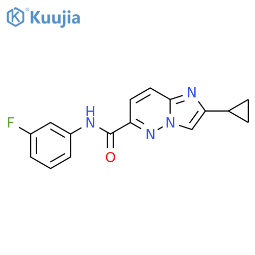 2-cyclopropyl-N-(3-fluorophenyl)imidazo[1,2-b]pyridazine-6-carboxamide structure