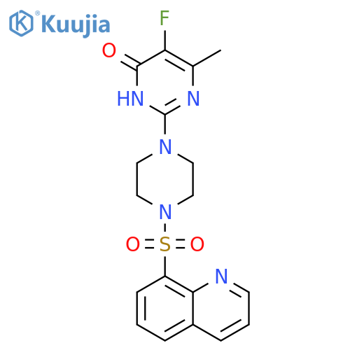 5-fluoro-6-methyl-2-[4-(quinoline-8-sulfonyl)piperazin-1-yl]-3,4-dihydropyrimidin-4-one structure