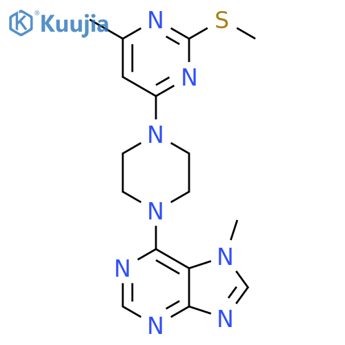 7-methyl-6-{4-[6-methyl-2-(methylsulfanyl)pyrimidin-4-yl]piperazin-1-yl}-7H-purine structure
