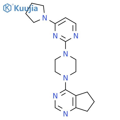 2-(4-{5H,6H,7H-cyclopenta[d]pyrimidin-4-yl}piperazin-1-yl)-4-(pyrrolidin-1-yl)pyrimidine structure
