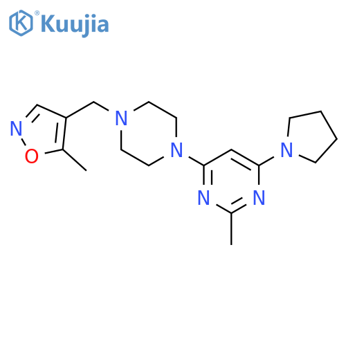 2-methyl-4-{4-[(5-methyl-1,2-oxazol-4-yl)methyl]piperazin-1-yl}-6-(pyrrolidin-1-yl)pyrimidine structure