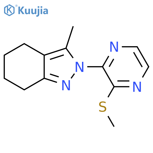 3-methyl-2-[3-(methylsulfanyl)pyrazin-2-yl]-4,5,6,7-tetrahydro-2H-indazole structure