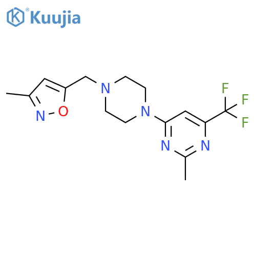 2-methyl-4-{4-[(3-methyl-1,2-oxazol-5-yl)methyl]piperazin-1-yl}-6-(trifluoromethyl)pyrimidine structure