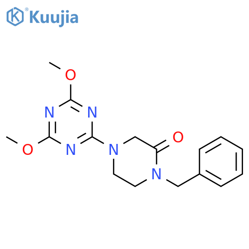 1-benzyl-4-(4,6-dimethoxy-1,3,5-triazin-2-yl)piperazin-2-one structure