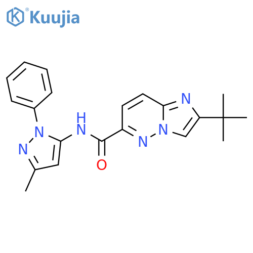2-tert-butyl-N-(3-methyl-1-phenyl-1H-pyrazol-5-yl)imidazo[1,2-b]pyridazine-6-carboxamide structure